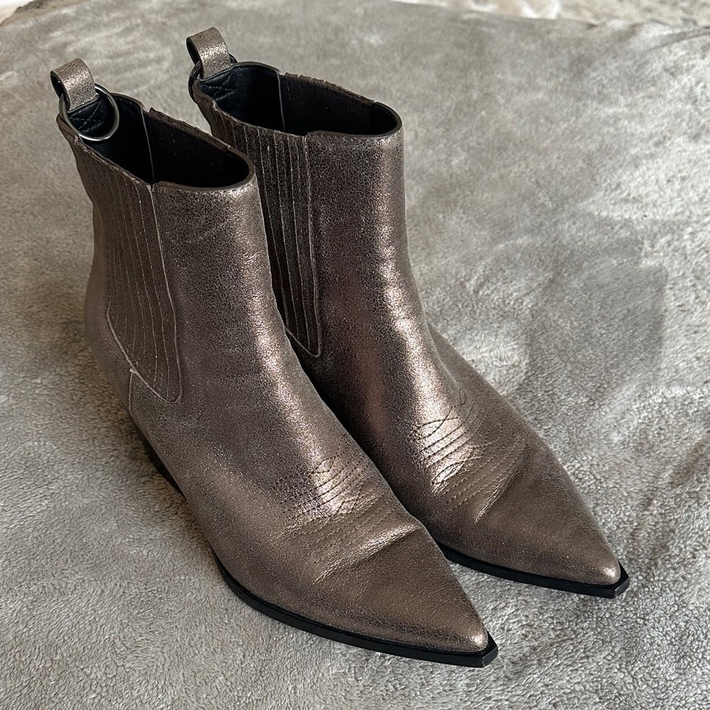PAIGE Shimmering Silver Ankle Boots